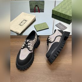 Gucci на толстой подошве [розовый] GG шнурованные туфли для пар, 