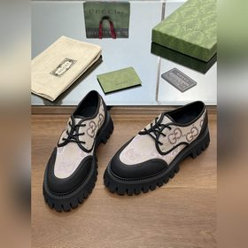 Gucci на толстой подошве [розовый] GG шнурованные туфли для пар, 