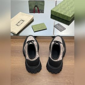 Gucci на толстой подошве [розовый] GG шнурованные туфли для пар, 
