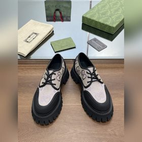 Gucci на толстой подошве [розовый] GG шнурованные туфли для пар, 
