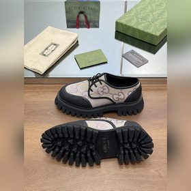 Gucci на толстой подошве [розовый] GG шнурованные туфли для пар, 