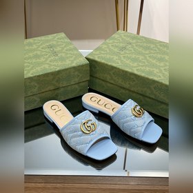 Новинка лета 2023 года от Gucci： тапочки с двойным G, 5D-вышивка 