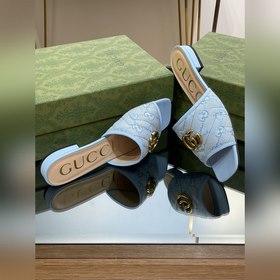 Новинка лета 2023 года от Gucci： тапочки с двойным G, 5D-вышивка 