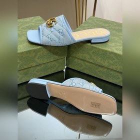 Новинка лета 2023 года от Gucci： тапочки с двойным G, 5D-вышивка 