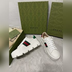 GuCci Классические белые туфли ACe с толстой подошвой и узором ви