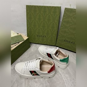 GuCci Классические белые туфли ACe с толстой подошвой и узором ви