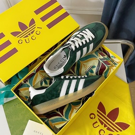 Совместная коллекция adidas x Gucci： кроссовки Gazelle для пар Ор