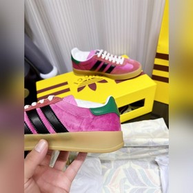 Мужские кроссовки Gucci & Adidas с логотипом трехлистника. Эк