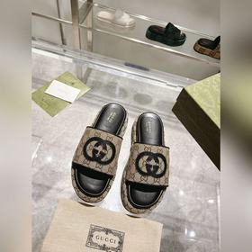 Gucci 23 новейшие (высокая версия) ограниченные тапочки на толсто