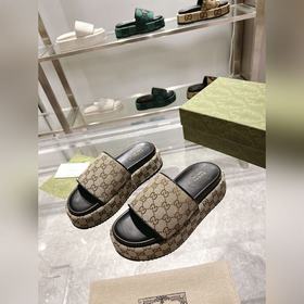 Gucci 23 новейшие (высокая версия) ограниченные тапочки на толсто