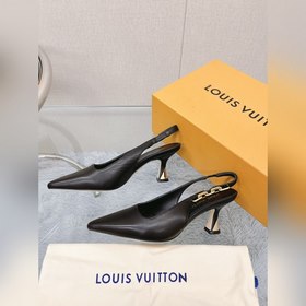 Лучшая версия LV 2023, новые туфли на высоком каблуке с цепочкой 