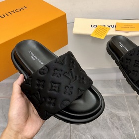 Модель для пар Новейшие рельефные тапочки LV весна-лето Pool Pill