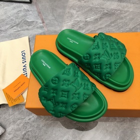 Модель для пар Новейшие рельефные тапочки LV весна-лето Pool Pill