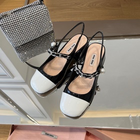 MiuMiu лакированные туфли на каблуке с задним ремешком «Белый» Ма