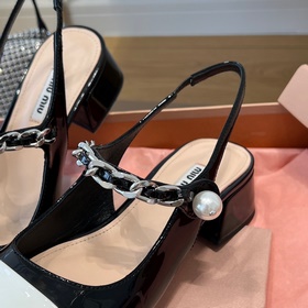 MiuMiu лакированные туфли на каблуке с задним ремешком «Белый» Ма