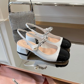 MiuMiu лакированные туфли на каблуке с задним ремешком «Белый» Ма