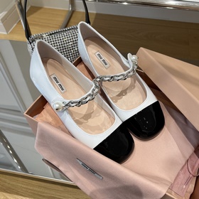 MiuMiu лаковые балетки на плоской подошве | Высочайшее качество «