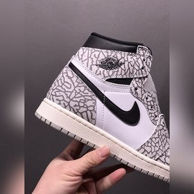 Air Jordan 1 High Elephant черно-белые, полностью сшитые на компь
