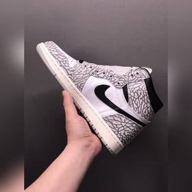 Air Jordan 1 High Elephant черно-белые, полностью сшитые на компь