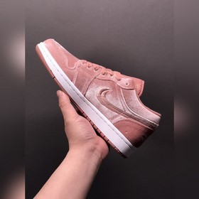 Чистый оригинал Air Jordan 1 Low Pink Velvet AJ1 Джо 1 бархатно-р