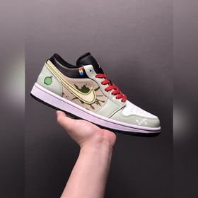 Air Jordan 1 Low AJ1 Джо 1 свежий бело-зеленый культурные низкие
