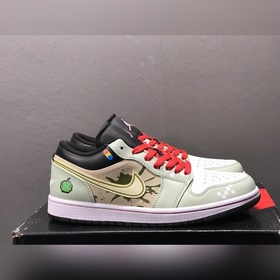 Air Jordan 1 Low AJ1 Джо 1 свежий бело-зеленый культурные низкие 