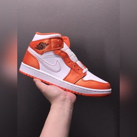 Чистый оригинал Air Jordan 1 Mid Surface AJ1 Джо 1 бело-оранжевый