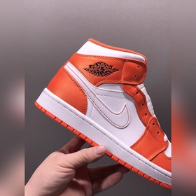 Чистый оригинал Air Jordan 1 Mid Surface AJ1 Джо 1 бело-оранжевый