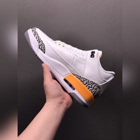 Air Jordan 3 Retro AJ3 Джо 3 бело-желтый с лимонным узором баскет