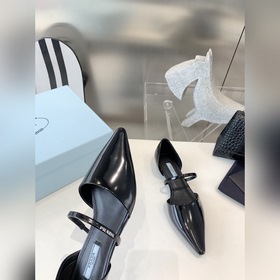 Новые весенние балетки Prada с открытым носком Логотип Prada укра