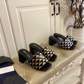 Новые цвета серии PRADA, оригинальная ткань, овечья кожа, каблук 