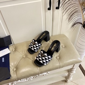 Новые цвета серии PRADA, оригинальная ткань, овечья кожа, каблук 