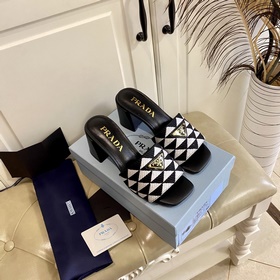 Новые цвета серии PRADA, оригинальная ткань, овечья кожа, каблук 