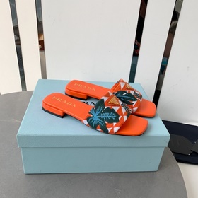 2023 — PRADA Плетеные цветы с вышивкой, плоские сандалии, новейша