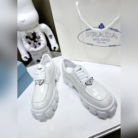 Высшая версия Новая модель черных туфель Prada из телячьей кожи 