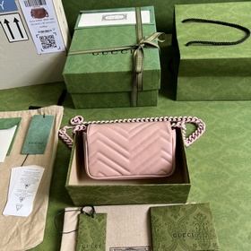 GG Marmont Chain Macaron серия розовой мини-сумки с брелоком, кот