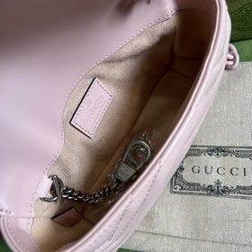 GG Marmont Chain Macaron серия розовой мини-сумки с брелоком, кот