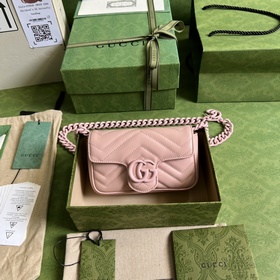 GG Marmont Chain Macaron серия розовой мини-сумки с брелоком, кот