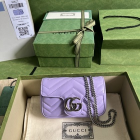 GG Marmont Chain Macaron серия мини-сумочка светло-лилового цвета