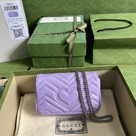 GG Marmont Chain Macaron серия мини-сумочка светло-лилового цвета