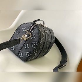 M21448 Черная сумка City Keepall из кожи с эффектом выцветания, у