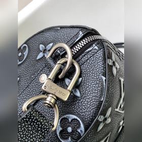 M21448 Черная сумка City Keepall из кожи с эффектом выцветания, у