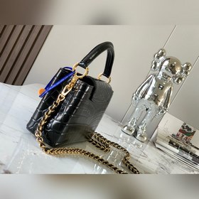 Высококачественная кожа N81190, черный блестящий узор «крокодил»,