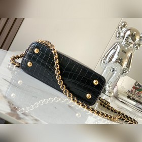 Высококачественная кожа N81190, черный блестящий узор «крокодил»,