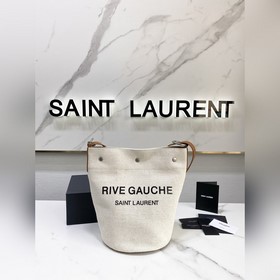 SAlNT LAURENT Новая модель сумки-ведра из парусины. Внутри сумки 