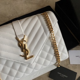 Чисто белая классическая сумка YSL Saint Laurent с классическим у