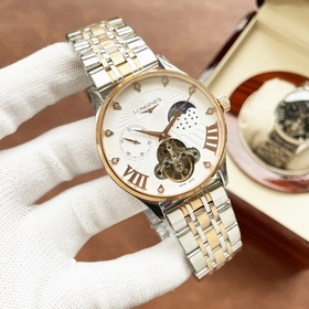 Элегантные мужские часы Longines с большим маятником и фазой луны