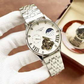 Элегантные мужские часы Longines с большим маятником и фазой луны
