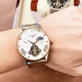 Элегантные мужские часы Longines с большим маятником и фазой луны
