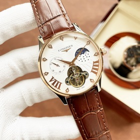 Элегантные мужские часы Longines с большим маятником и фазой луны